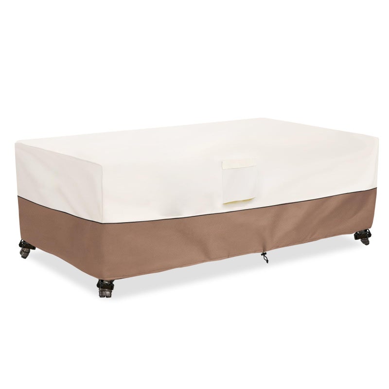 okcool Outdoor Coffee Table Cover,Waterproof Rectangular Patio Small Side Table Cover,48 x 28 x 16 inch, Outdoor Table Covers Waterproof Rectangle,Beige & Brown - Image 1